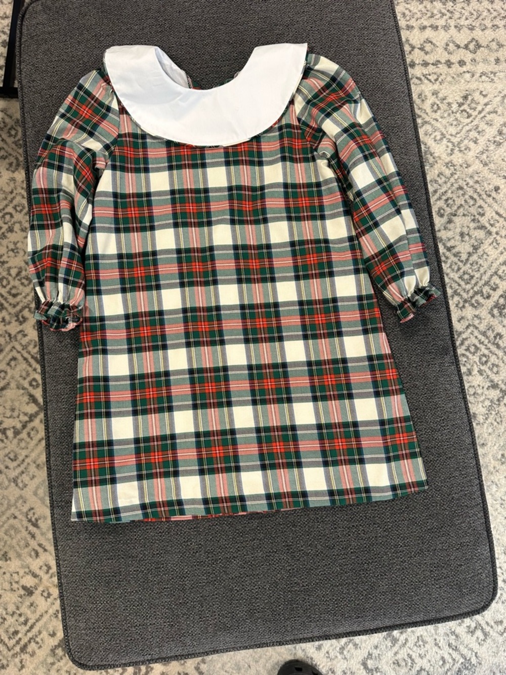 The Beaufort Bonnet Company Green, Red & White Plaid Dress with Peter Pan Collar